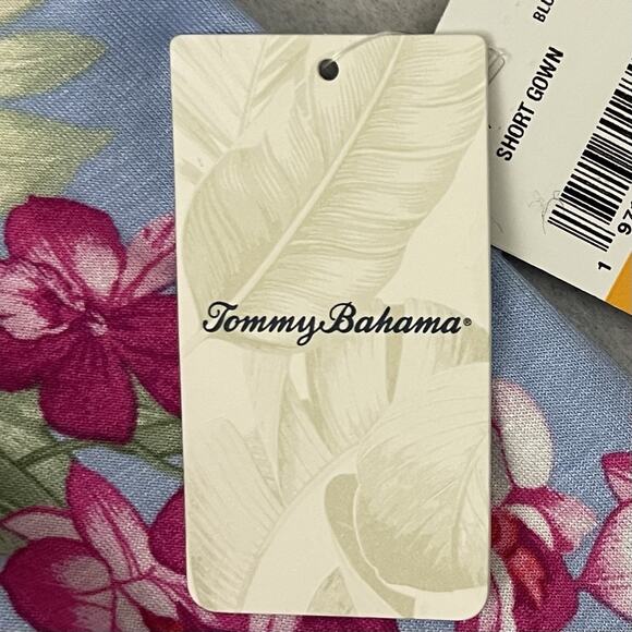 Tommy Bahama Womens Short Night Gown Small Blue Floral Sleep Dress Sleepwear NEW - Picture 9 of 12